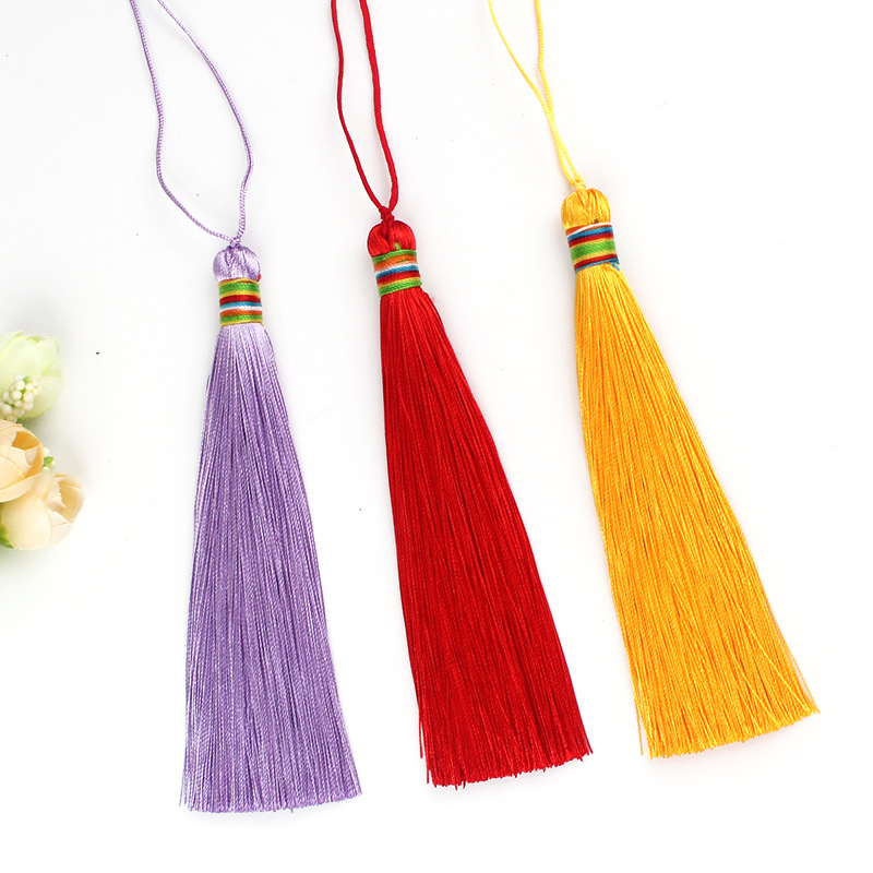 diy手工编织13cm绕七彩线流苏 冰丝线流苏穗子 中国结流苏批发