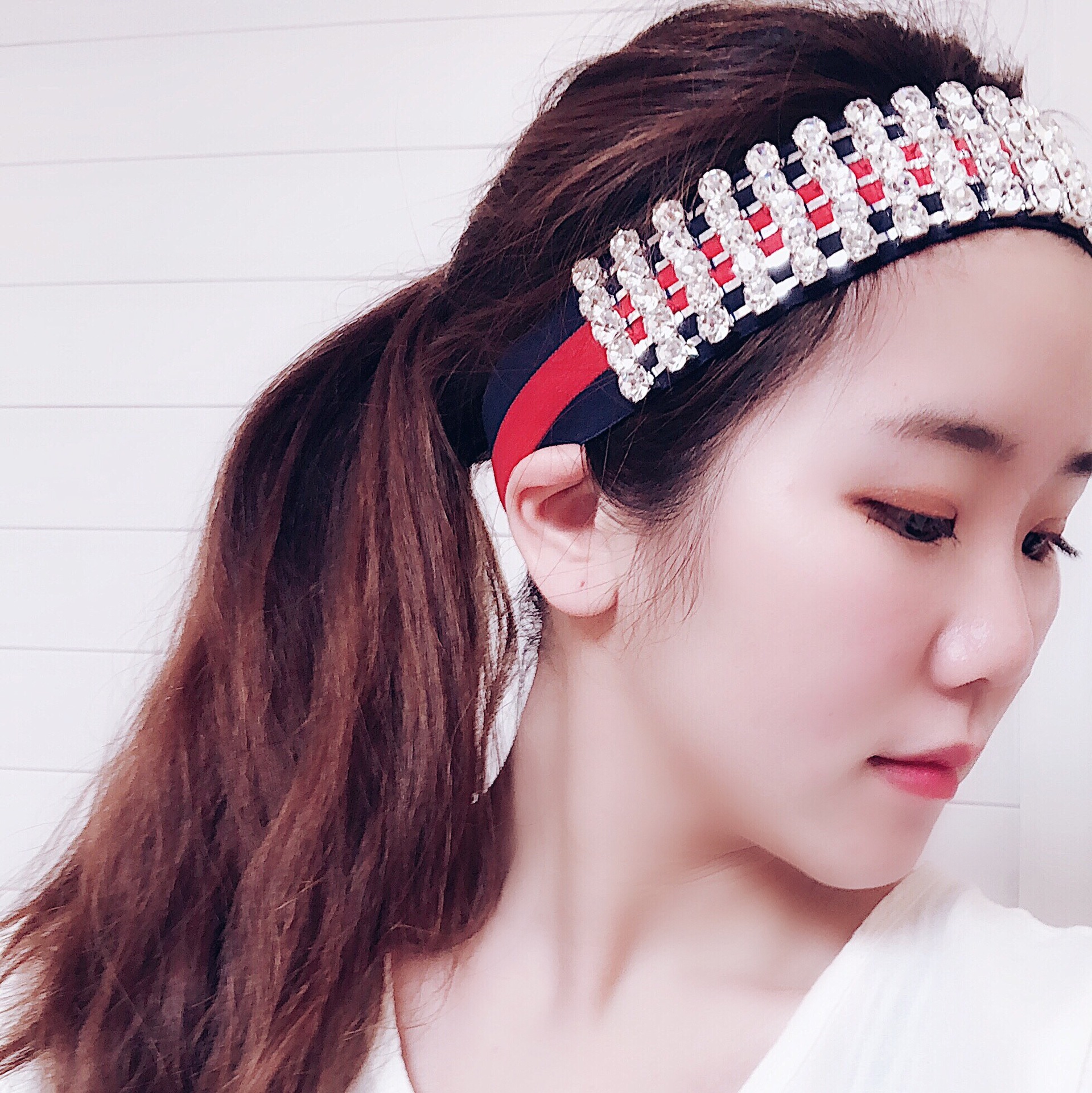 同款镶钻发带_2018张韶涵同款镶钻网红ins时尚满钻条