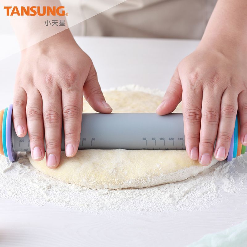 Baking Tools Silicone Flour Rolling Pin Adjustable Thickne