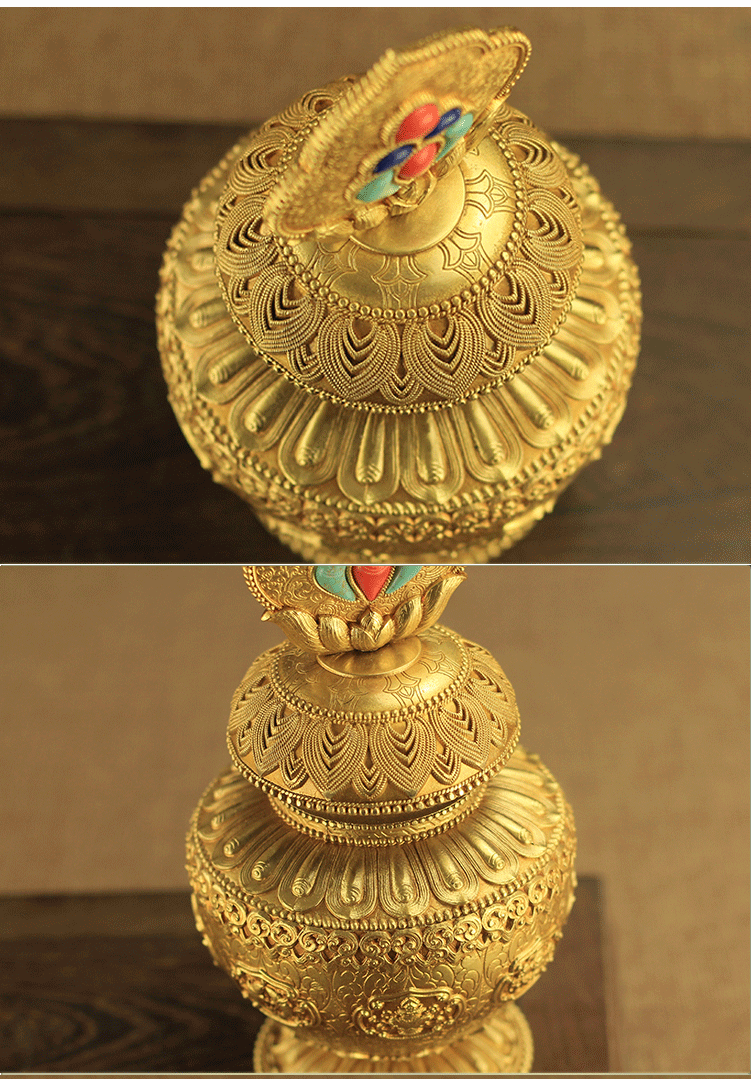 佛教密宗新品宝藏瓶a款 黄铜摩尼宝瓶藏传佛教如法供品八吉祥宝瓶