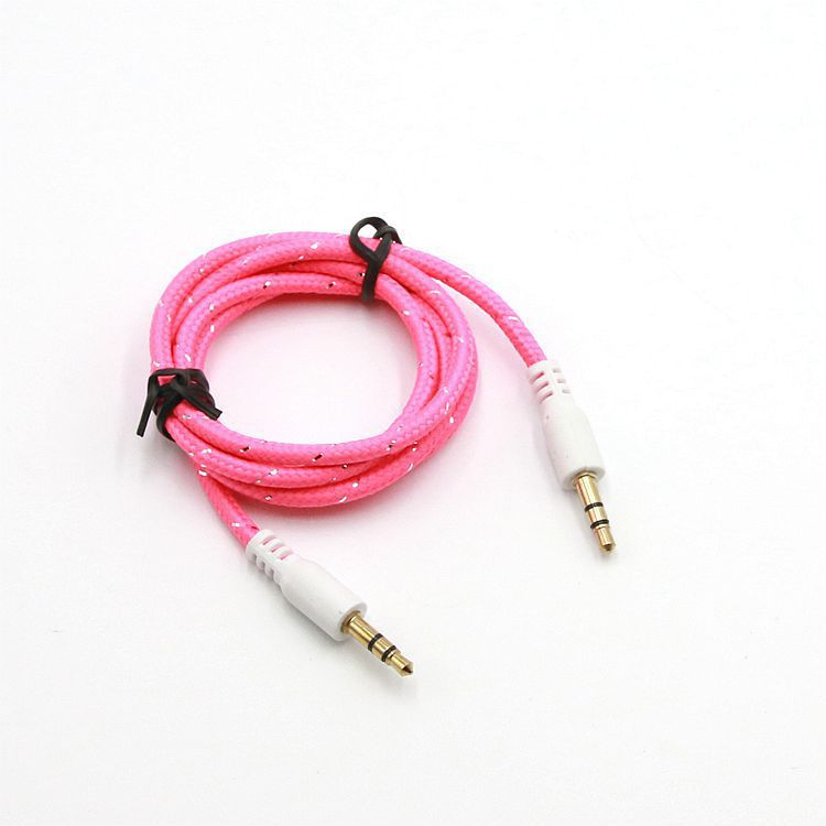 音频线彩色编织车用aux音频线3.5mm公对公对录线1米编织圆数据线