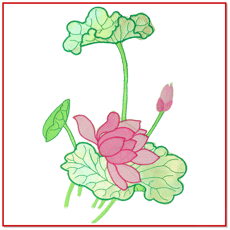 荷花背胶刺绣布贴 衣服装饰背胶补丁贴 包包修补贴布量大从优现货