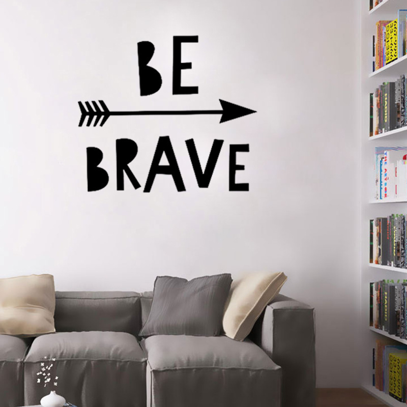 创意英文字母be brave箴言墙贴纸 欧美风家居环保贴画 amazon热卖