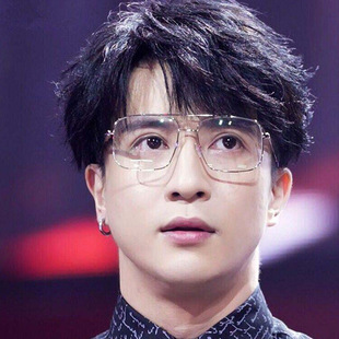 复古眼镜架薛之谦同款大框平光镜 双梁方框眼镜框金属弹簧腿眼镜