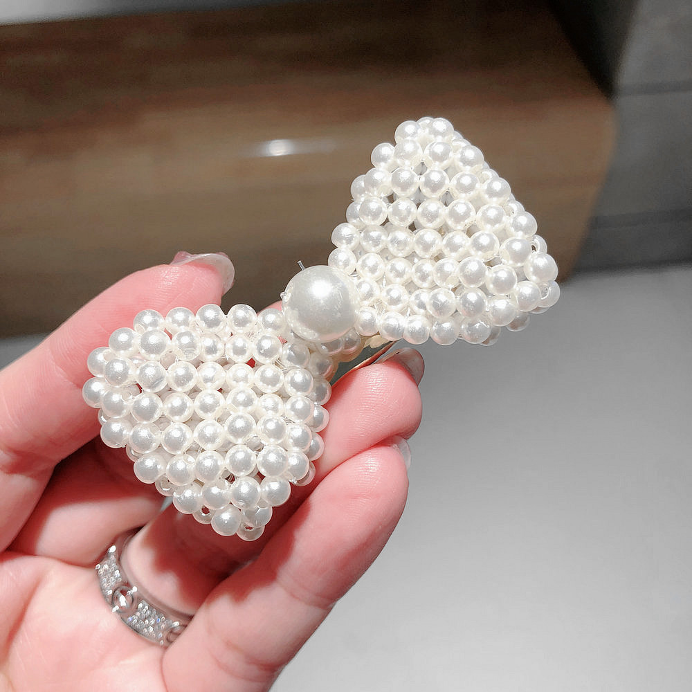 欧美网红同款手工串珠珍珠花朵发夹一字夹梦幻仙女款珠珠发饰边夹