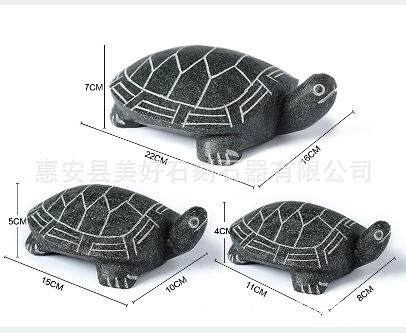 天然青石雕刻长寿龟 磨光青石龟镇宅 小石乌龟 惠安石雕工艺