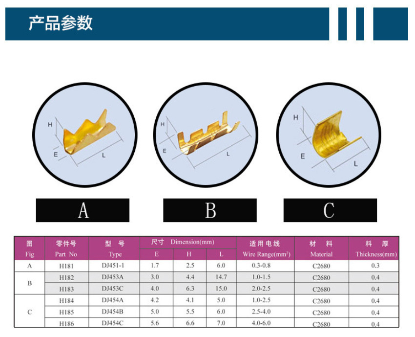 汽车端子连接器鲨鱼齿端子齿形端子u型接线端子dj451-1 批发