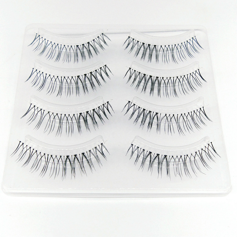 Japanese Handmade Sharpened Eyelash N03 Natural Realistic Short Sheer Root 4 Double Pairs of False Eyelashes Factory Wholesale