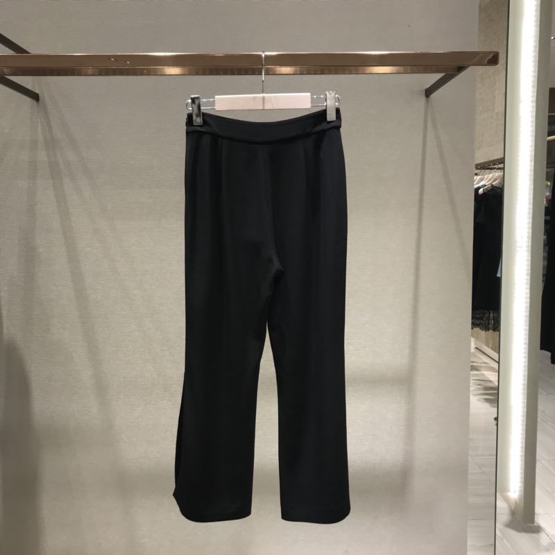 2018夏季新款女装 高腰微喇纯色下摆开叉七分裤休闲裤子k3263002