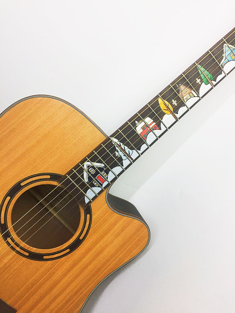 helloguitar品牌贴纸 吉他贴纸装饰抖音贴纸民谣电木吉他指板贴纸