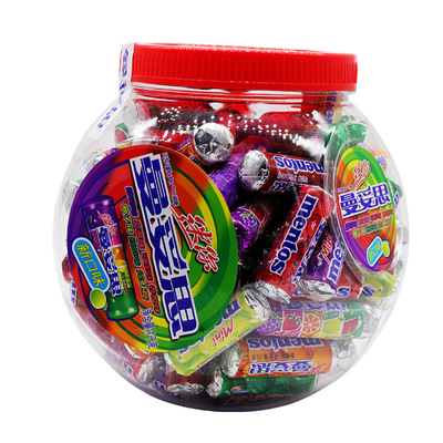 整箱包邮 曼妥思迷你劲嚼充气糖脆皮软心珠1kg*9桶糖果混合味100