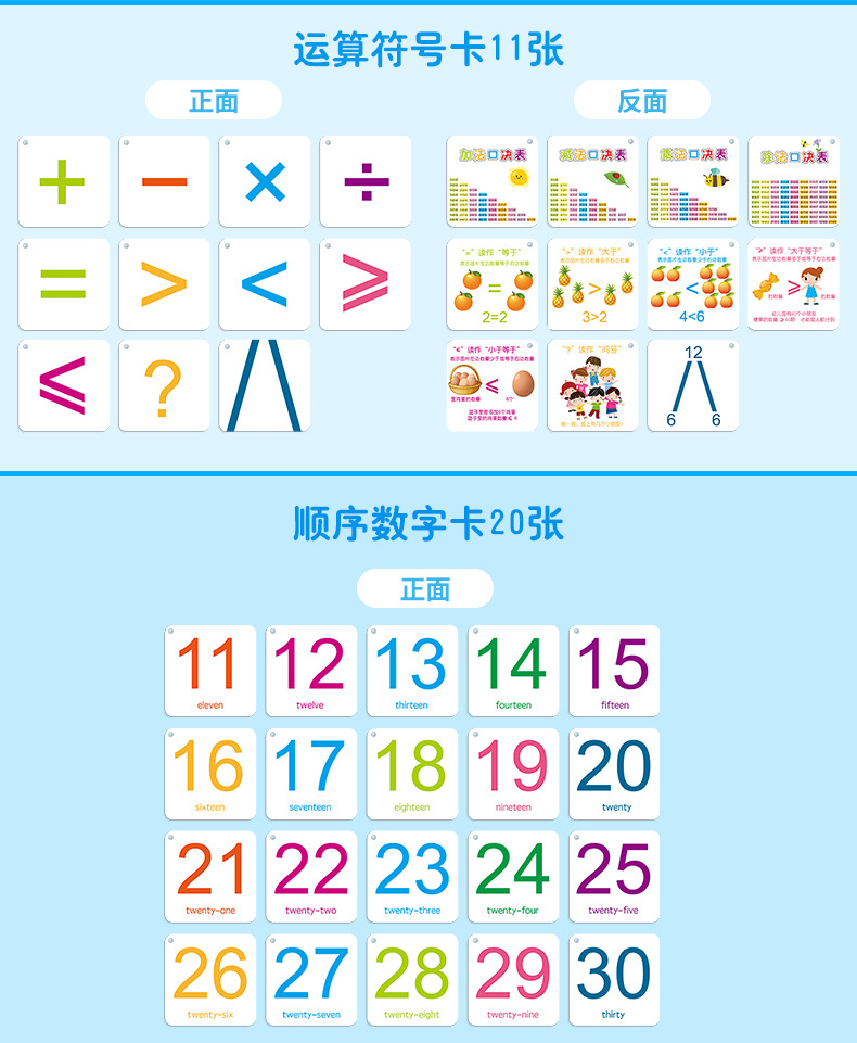 数字卡片儿童数字卡拼图1-20-100加减法宝宝-3-6岁益智数字早教卡