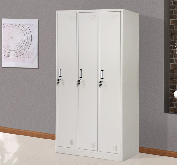 厂家直销三门员工更衣柜铁皮柜 钢制衣帽柜 职员宿舍储物柜子