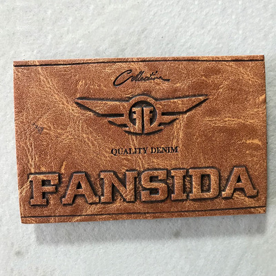 厂家定制怀旧喷边pu皮革皮标 批发压凸烫金环保皮牌皮标丝印定做