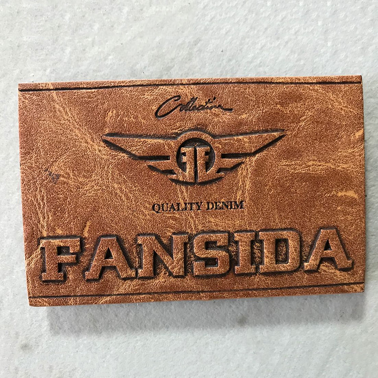 厂家定制怀旧喷边pu皮革皮标 批发压凸烫金环保皮牌皮标丝印定做