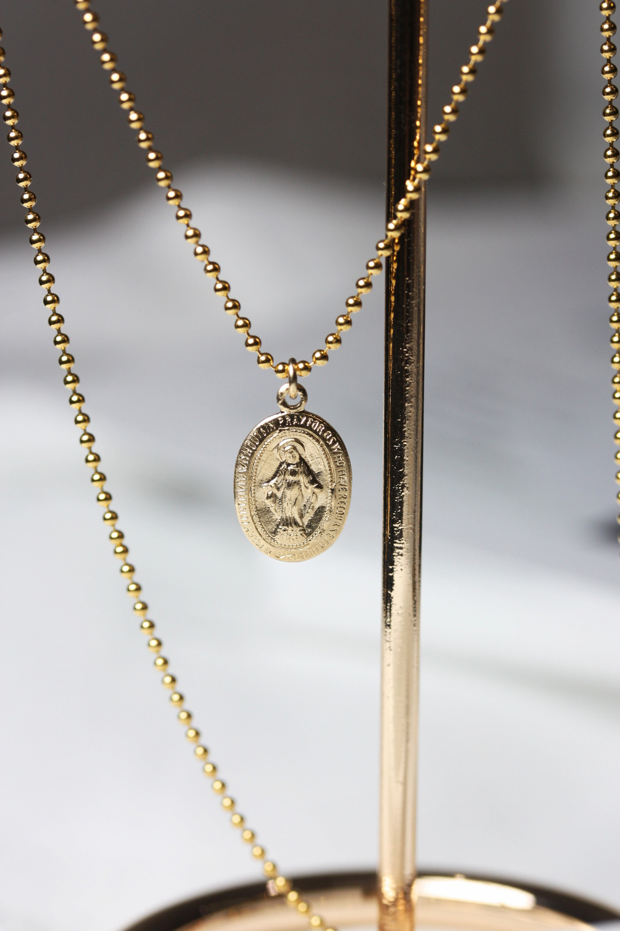 手作vintage复古圆盘金币项链 kendall同款美国进口14k包金锁骨链