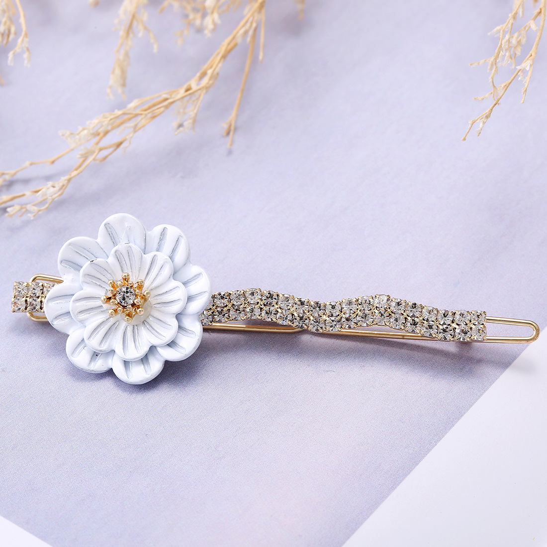 厂家直销合金水钻发夹发卡韩版梅花一字夹边夹淘宝热卖批发满包邮