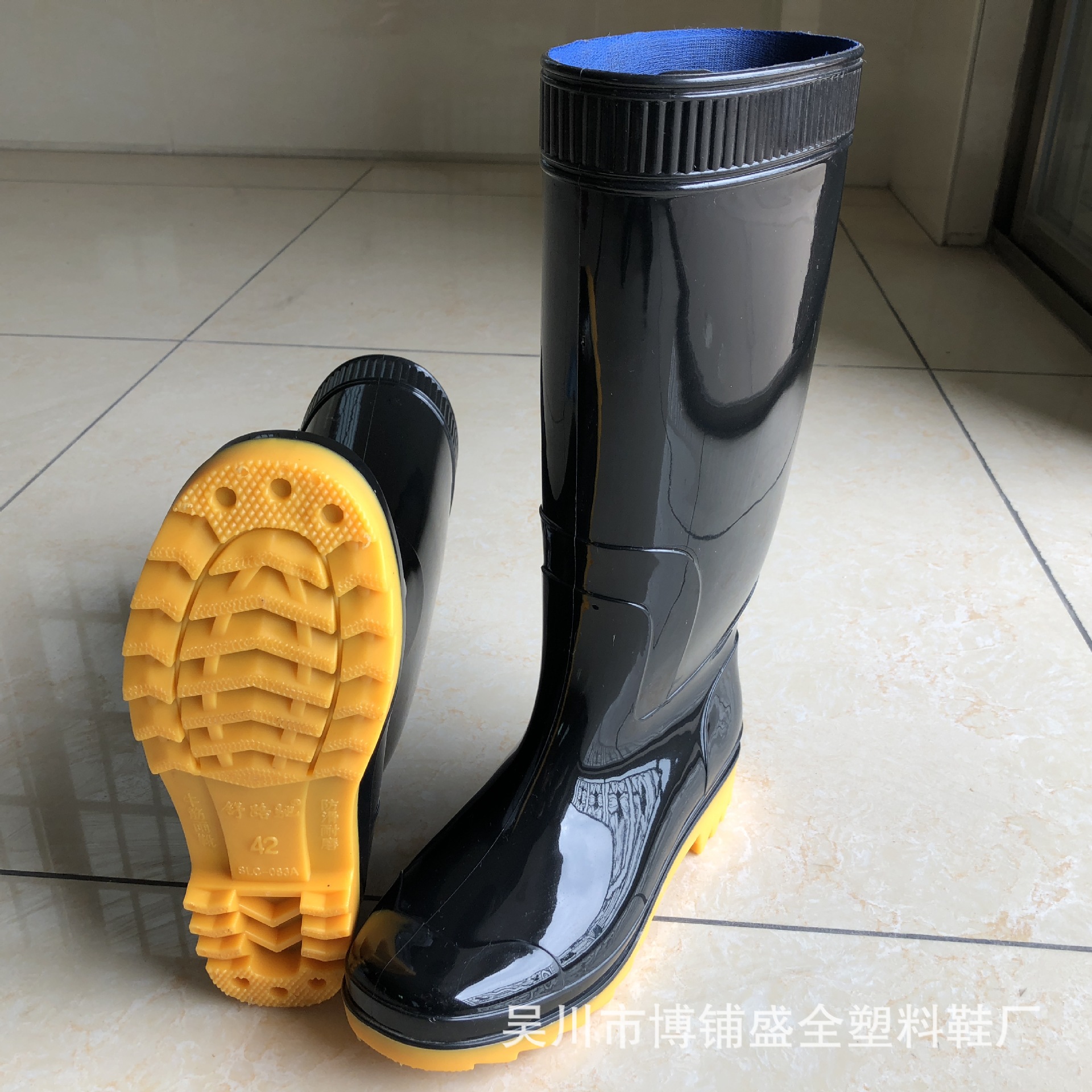 男高筒有布水鞋pvc塑料工作雨鞋水鞋工矿鞋劳保鞋高筒雨靴