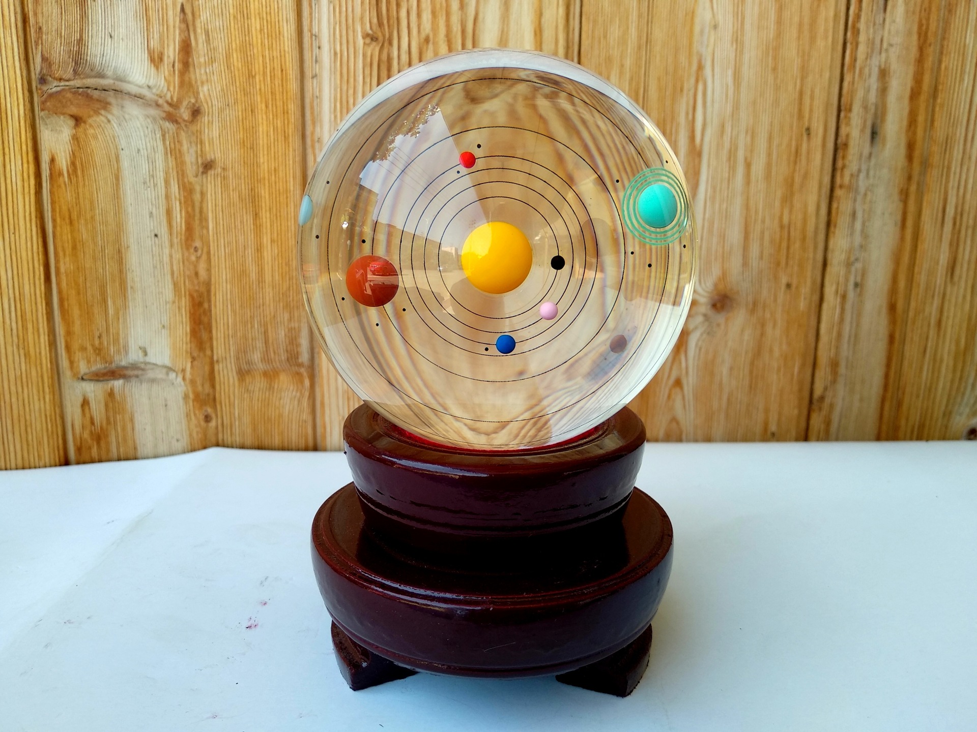 星空水晶球太阳系八大天体水晶球摆件生日礼品银河系音乐水晶球