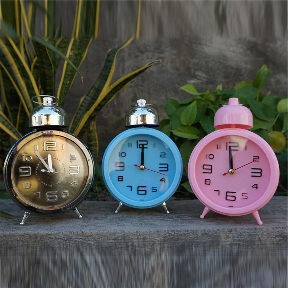 电镀单铃闹钟简约数字创意闹钟单铃钟复古闹钟