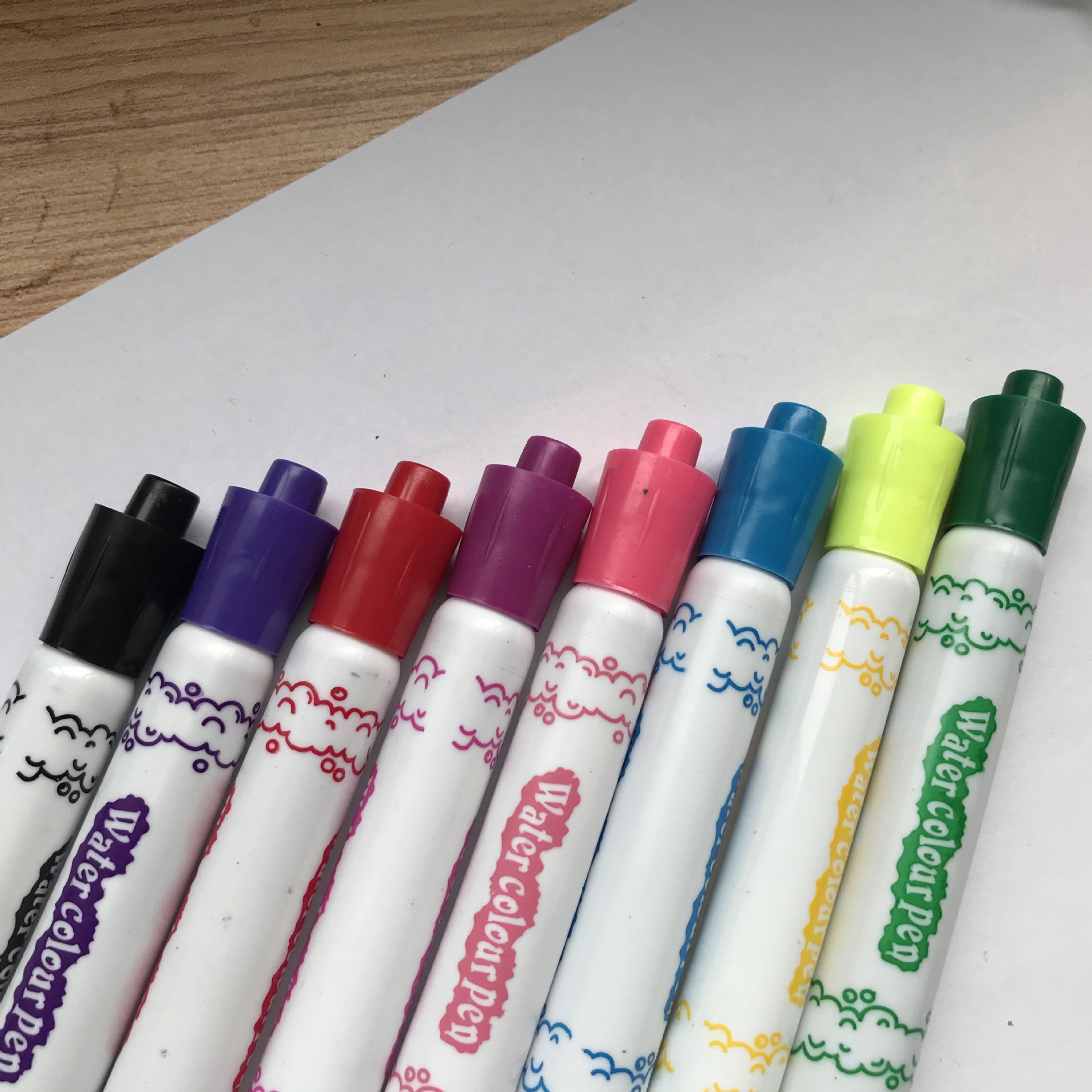 新品 可爱小冠帽插盖水彩笔 小胖笔 环保无毒可水洗