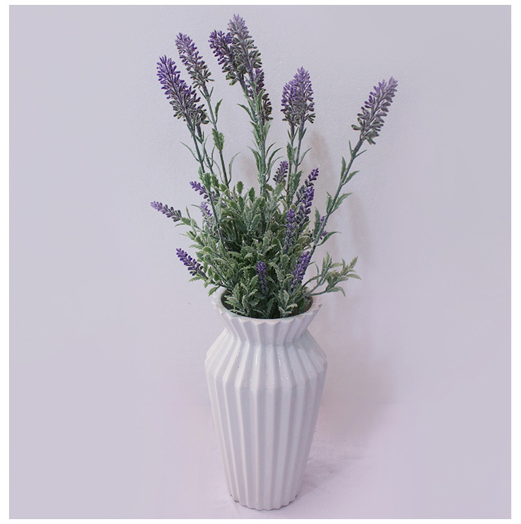 仿真9头植毛薰衣草客厅餐桌装饰插花花艺假花绢花花束花艺