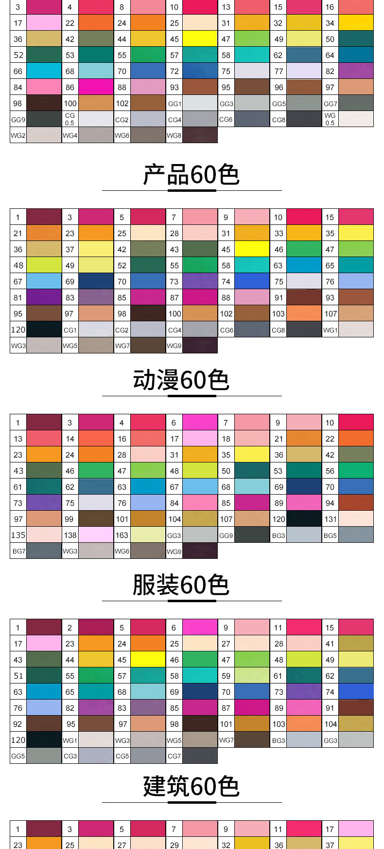 touchnew 7代双头酒精油性马克笔 80色马可学生手绘套装
