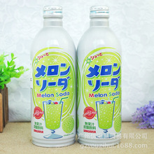 批发日本进口 新加利亚 波子汽水碳酸饮料哈密瓜味500ml 24瓶一箱