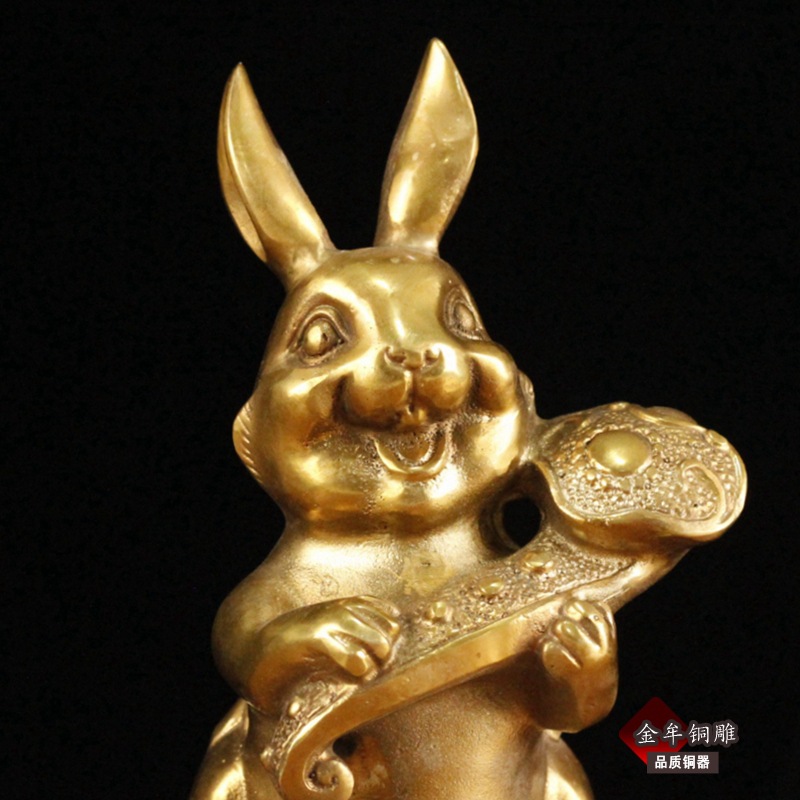 纯铜兔子风水摆件 招财如意金钱兔 大号生肖兔 风水铜器厂家直销