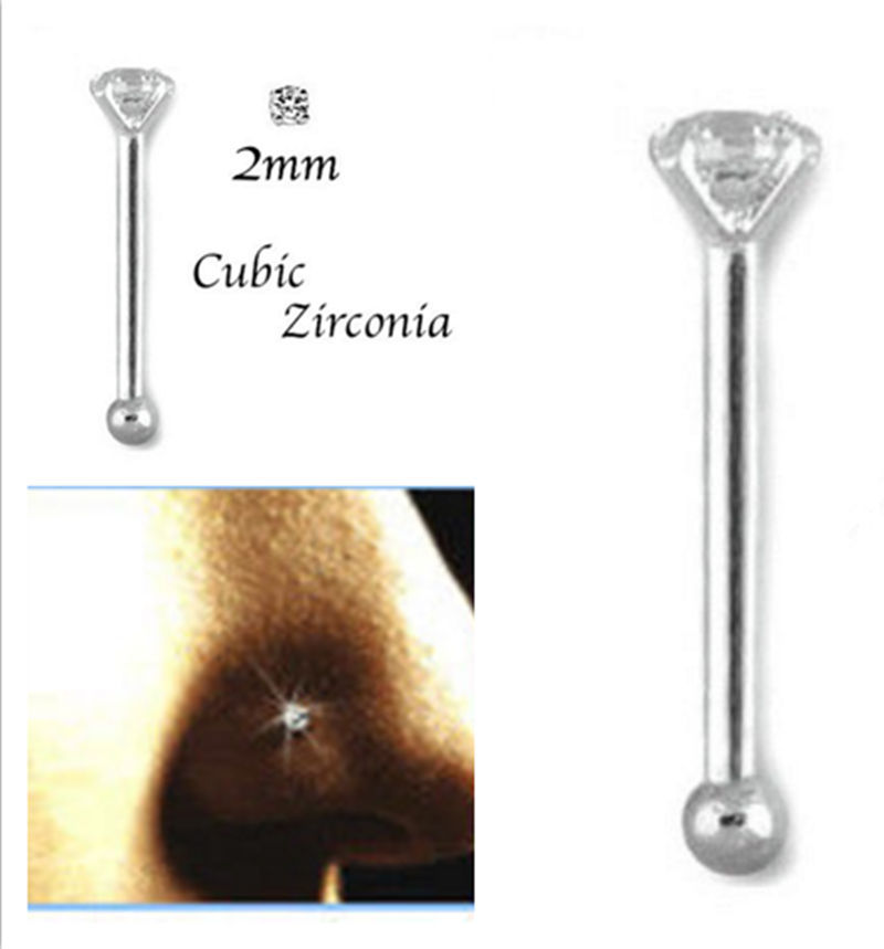 钛钢鼻钉鼻环锆石鼻钉带钻鼻钉穿刺鼻钉人体穿刺直杆鼻钉亚马逊货