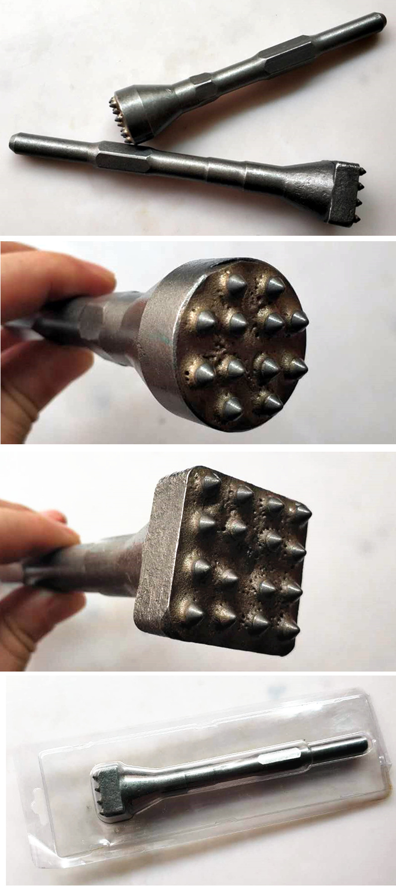 电镐花锤头 混凝土高架桥荔枝面一体式凿毛锤