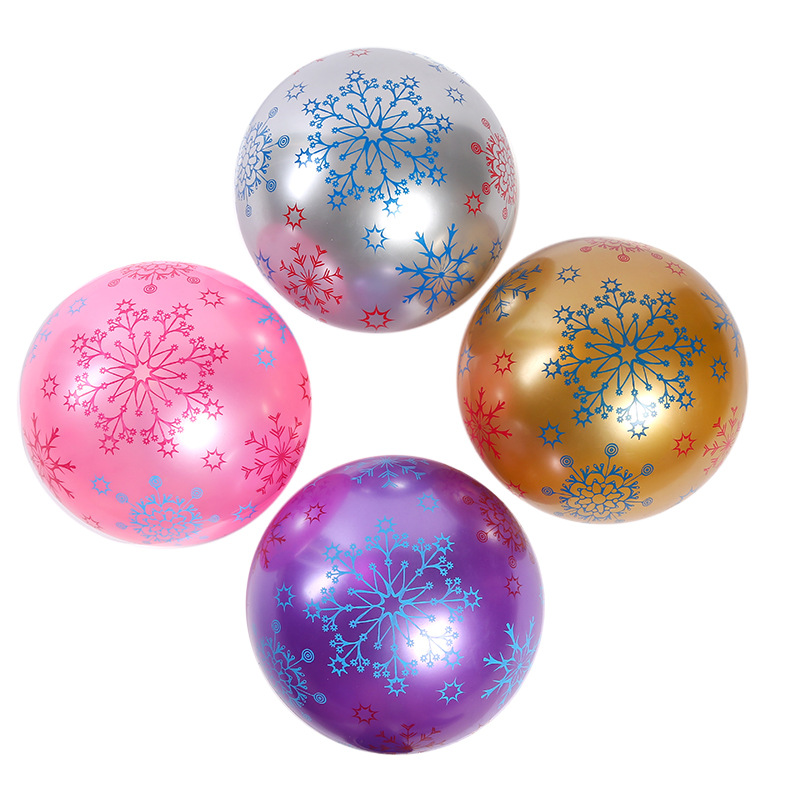 厂家直销 新款充气印花双色雪花皮球 儿童玩具球 一件代发