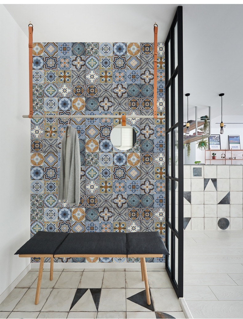 客厅背景墙花片瓷砖仿古砖150水泥花砖地板砖300地中海小花砖600