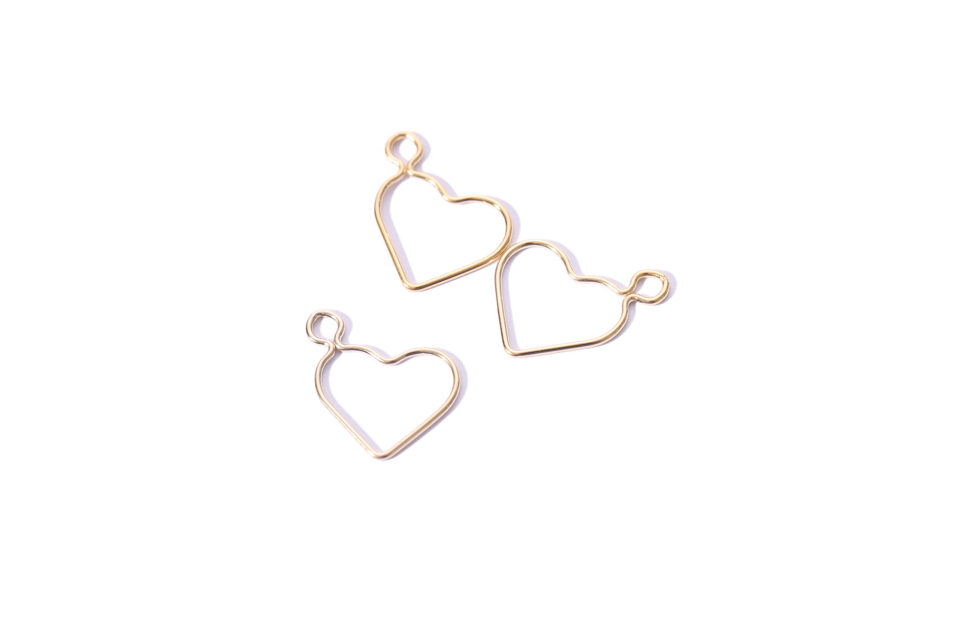 美国14k包金注金空心闭口爱心吊坠心型爱心心形桃心小挂件diy配件