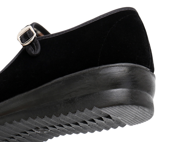 黑色带盼工作鞋女酒店黑色女士布鞋老北京布鞋女单鞋平绒一代平跟