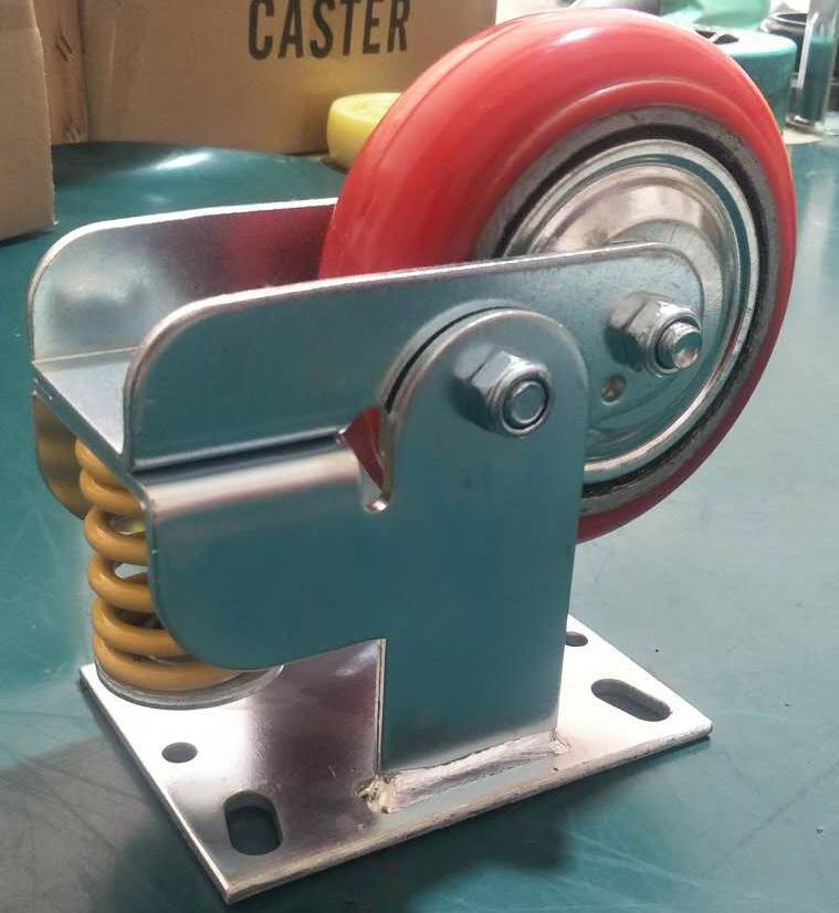 6寸8寸单弹簧减震脚轮 汽车厂弹簧轮 万向轮,工具箱轮