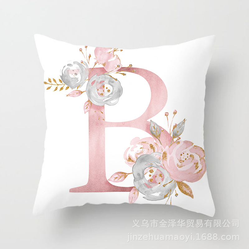 Cross-Border Pink Letters Sofa Pillow Cases Ins Nordic Style Throw Pillowcase Peach Skin Fabric Cushion Cover Shopee Home