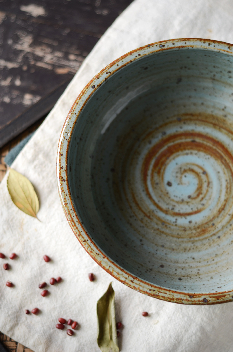 加厚粗陶复古碗餐具套装手工餐盘面碗日式和风陶土碗家用简约食器