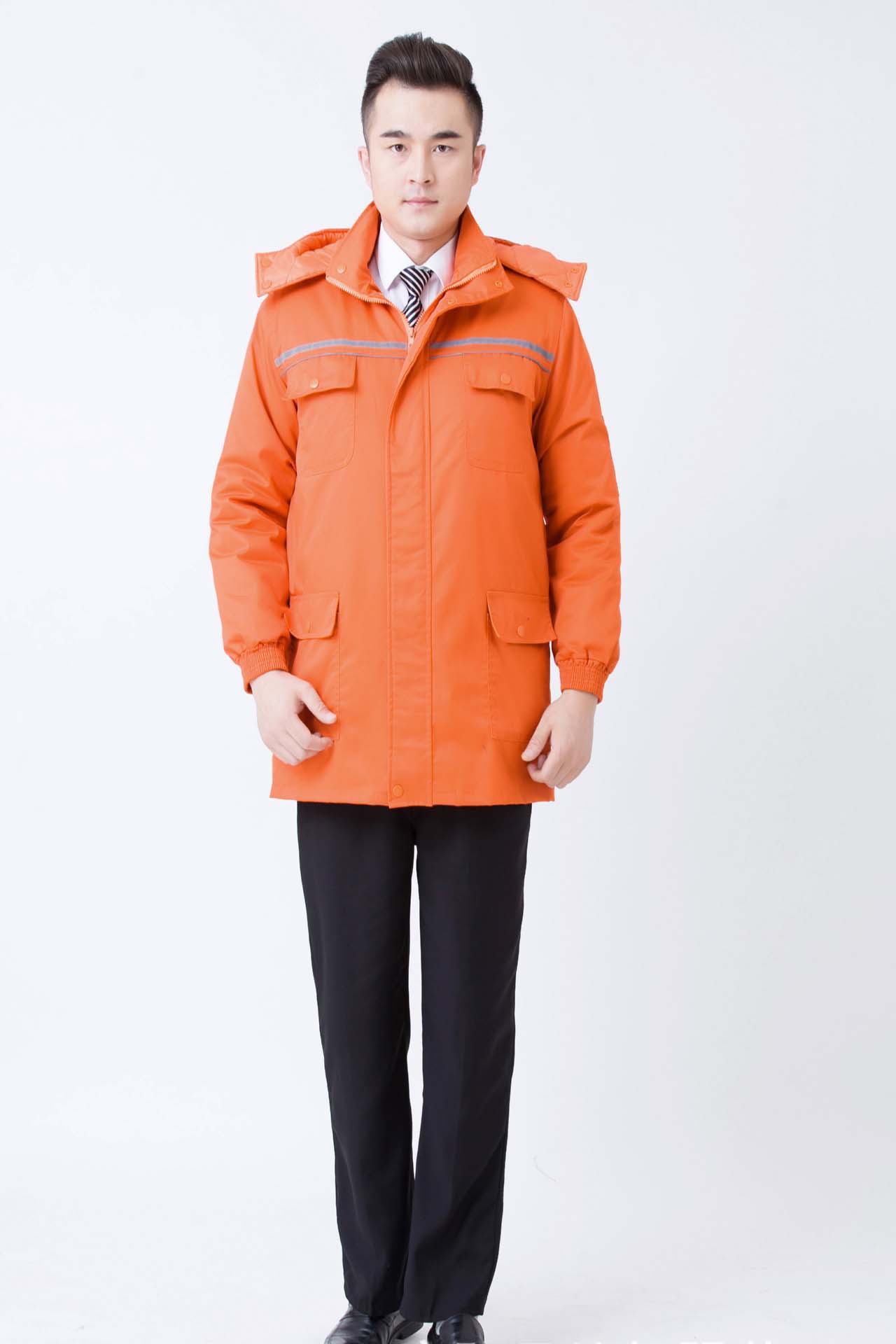 冬季工作棉服加厚工作服棉衣劳保棉服可拆卸内胆中长款棉服
