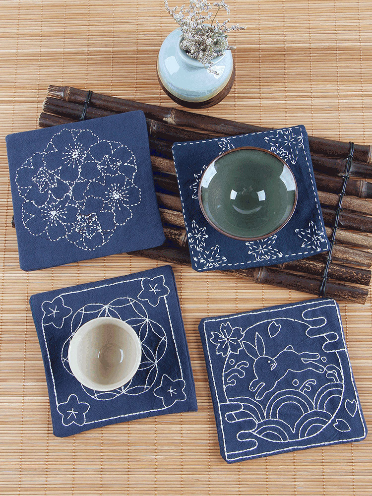 刺绣diy手工制作茶杯垫创意礼物刺子绣 丝带绣成人初学材料包苏绣