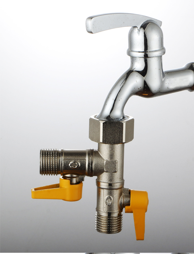 6分活接头三通一分两路开关水管分流分水器洗衣机水龙头铜球阀门