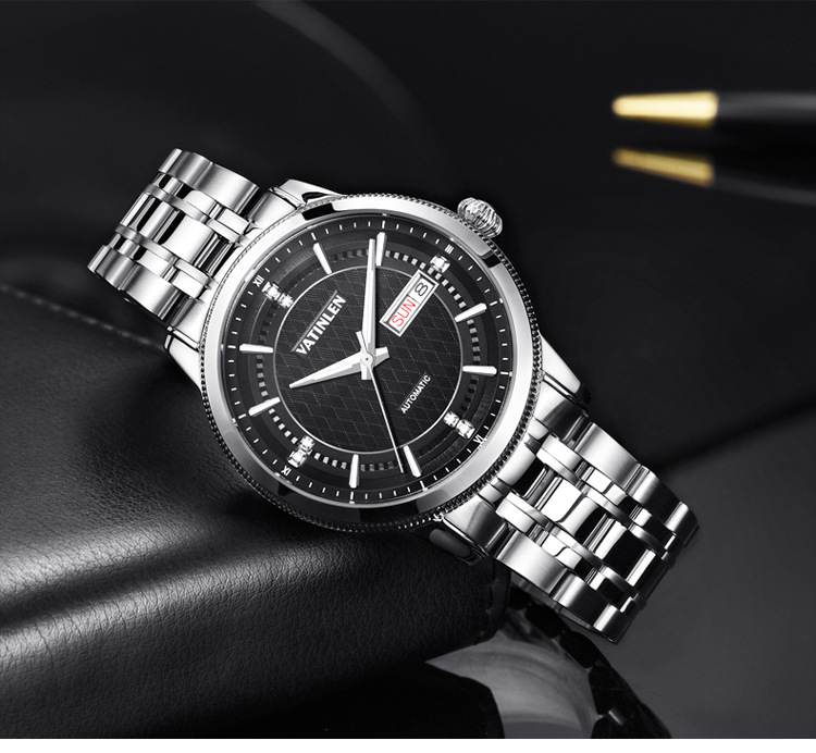 正品瑞士华天伦手表男士全自动机械表时尚休闲商务防水镶钻石男表