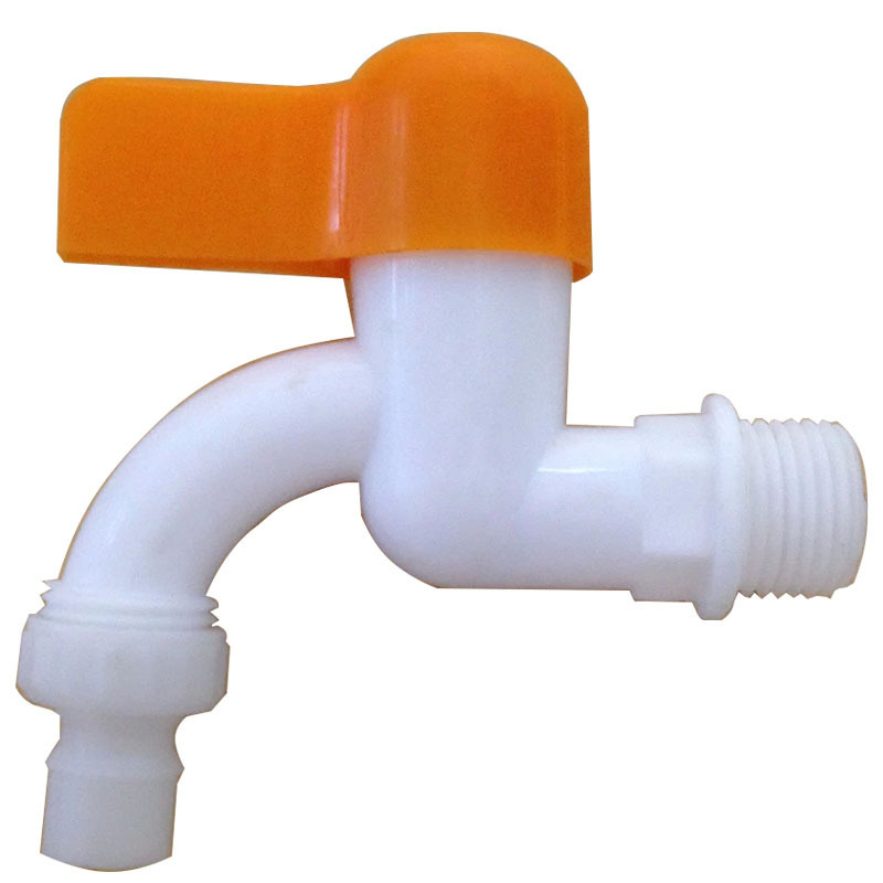 Spot Supply Plastic Water Nozzle Faucet Pp Washing Machine Water Nozzle 4 Points Yellow Handle Plastic Faucet Pointed