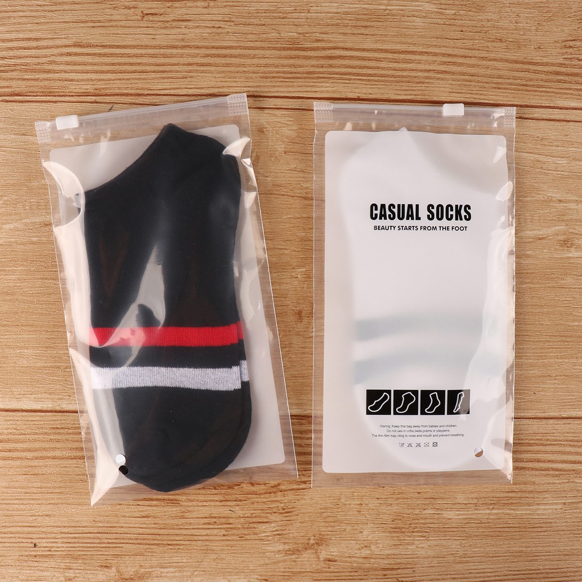 现货批发透明袜子包装袋塑料封口袜子袋短长袜pe自封袋子定制