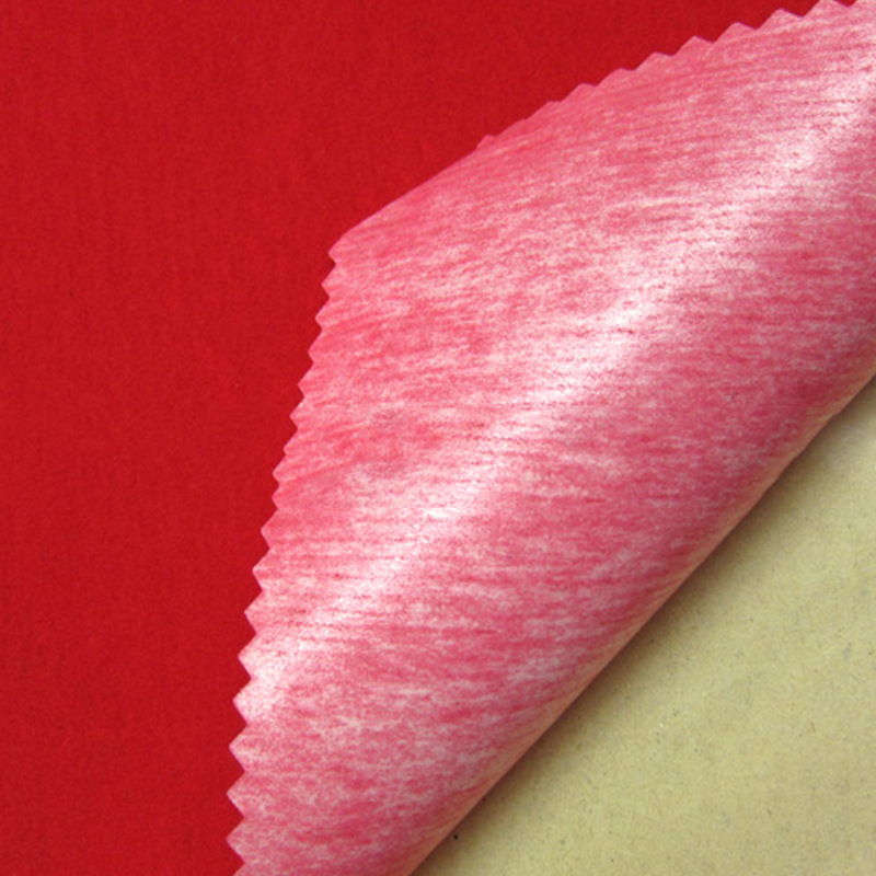 红色不干胶背胶自胶绒布 不干胶植绒布 粘胶医疗植绒面料批发