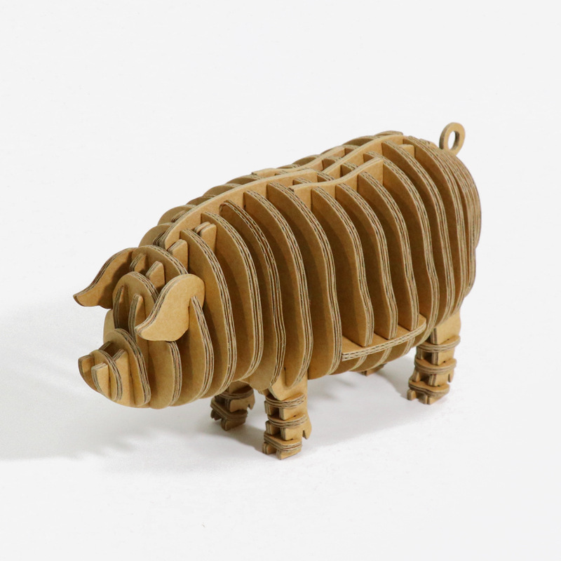 十二生肖猪纸制工艺品新年礼物diy创意拼装动物亲子教育饰品摆件