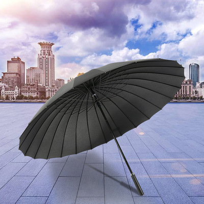 现货批发零售手动纯色长柄直杆伞可定制雨伞广告伞24骨防风雨伞