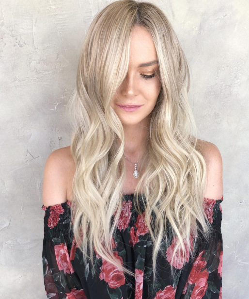 2022新款假发欧美浅金色女士长卷发中分水波纹微卷化纤发cos头套