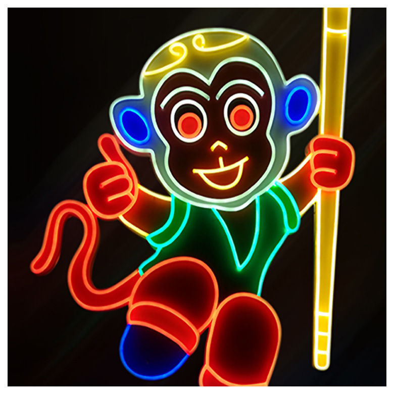 霓虹灯标识牌卡通图案 led发光造型 连锁店/服装店发光形象墙定制