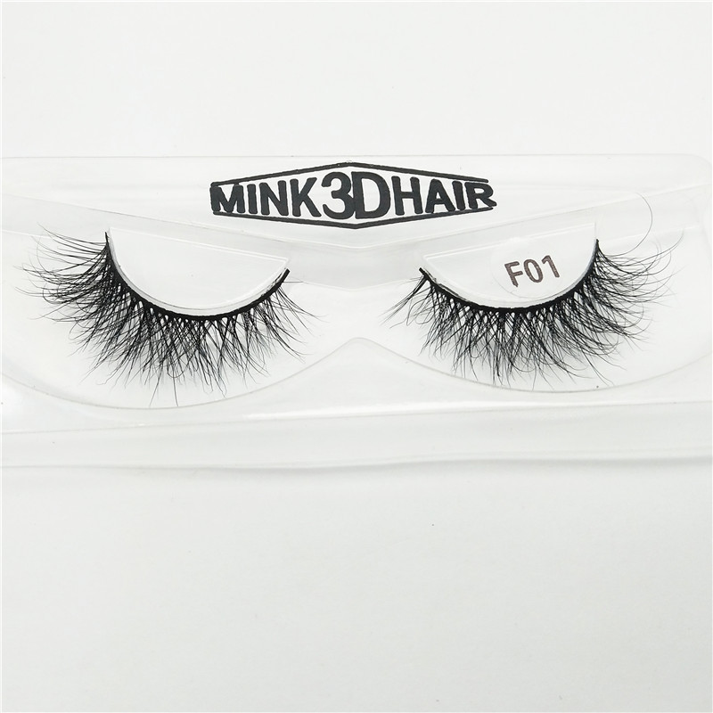 F01 False Eyelashes Wholesale 3D Mink Hair One-Pair Package False Eyelashes Handmade Nude Makeup Simulation Long Eyelash